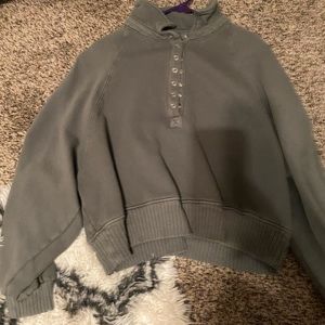 Aerie cropped button up sweatshirt